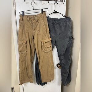 American Eagle Outfitters Women's Wide Leg Pants in Tan and Gray